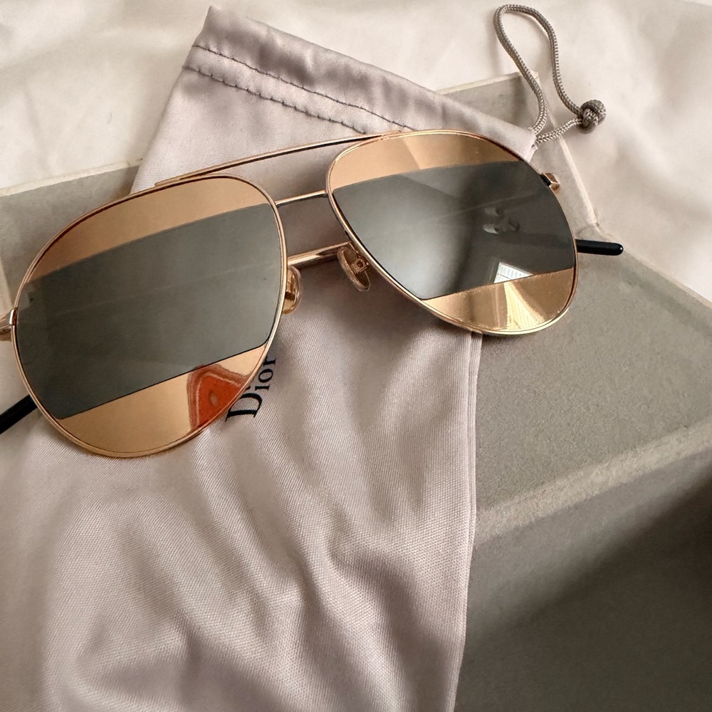 Dior Gold and Silver Aviator Sunglasses - Picture 7 of 12